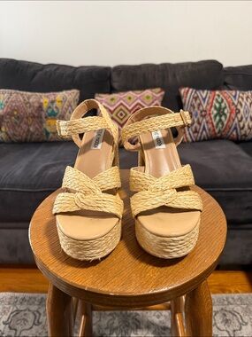 Steve Madden Natural Braided Platform Wedges